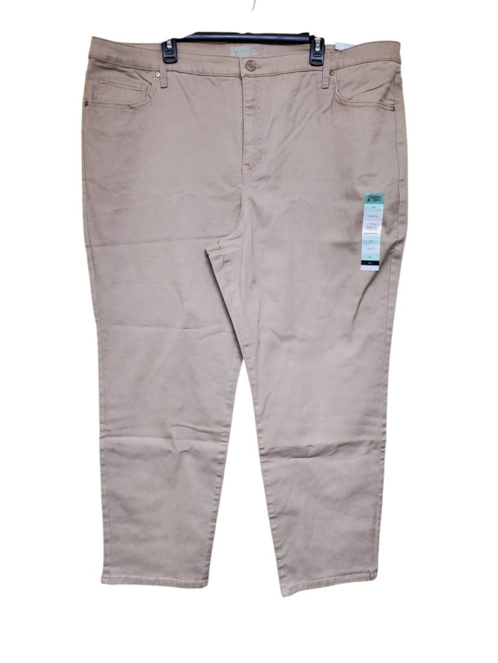 Terra & Sky Woman's Quinn Khaki High Rise Straight Leg Jeans NWT Plus 22W